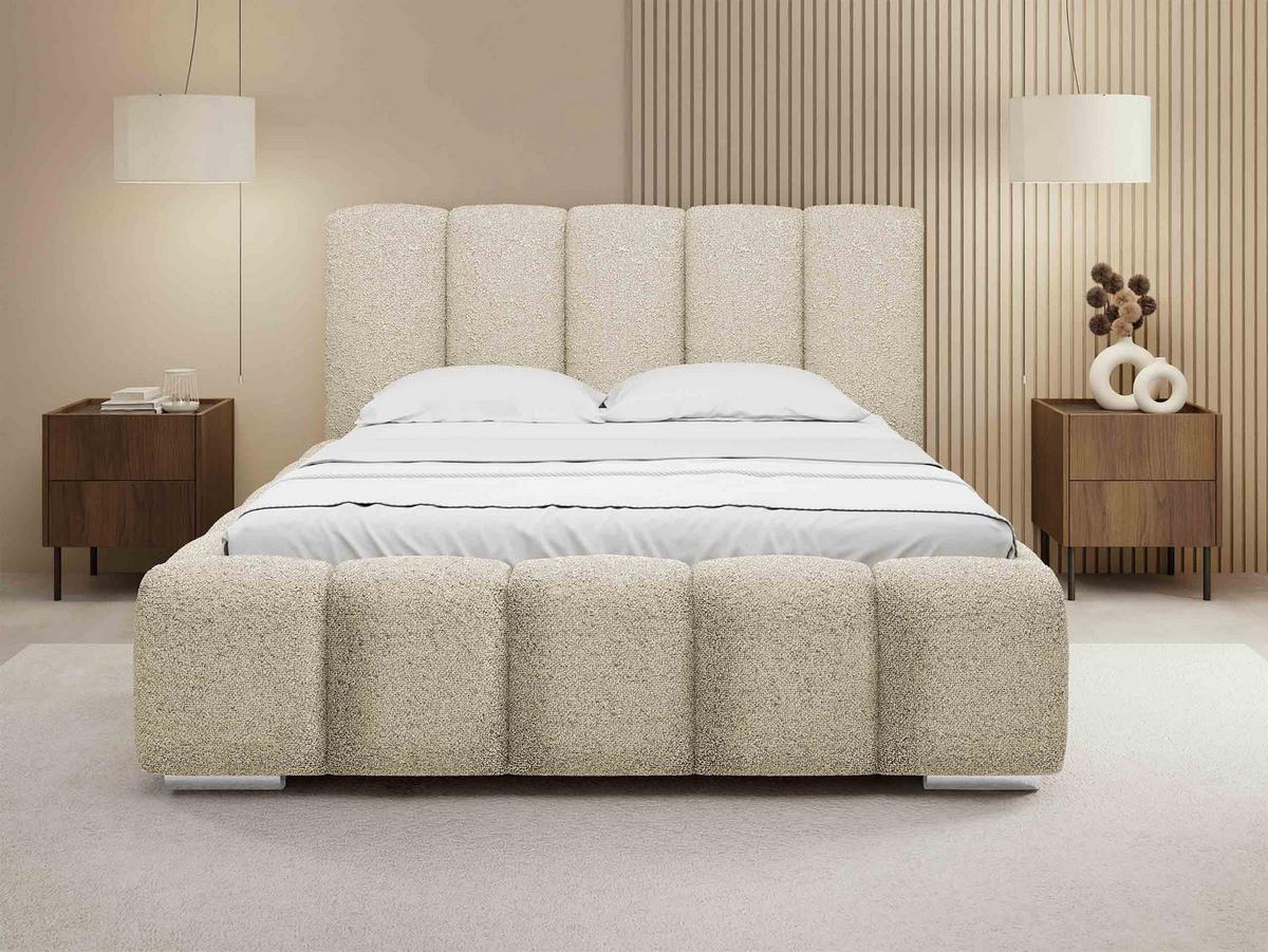 POLSTERBETT Wizko Boucle - Chromfarben/Beige, Holz/Holzwerkstoff (160/200cm) - MIRJAN24