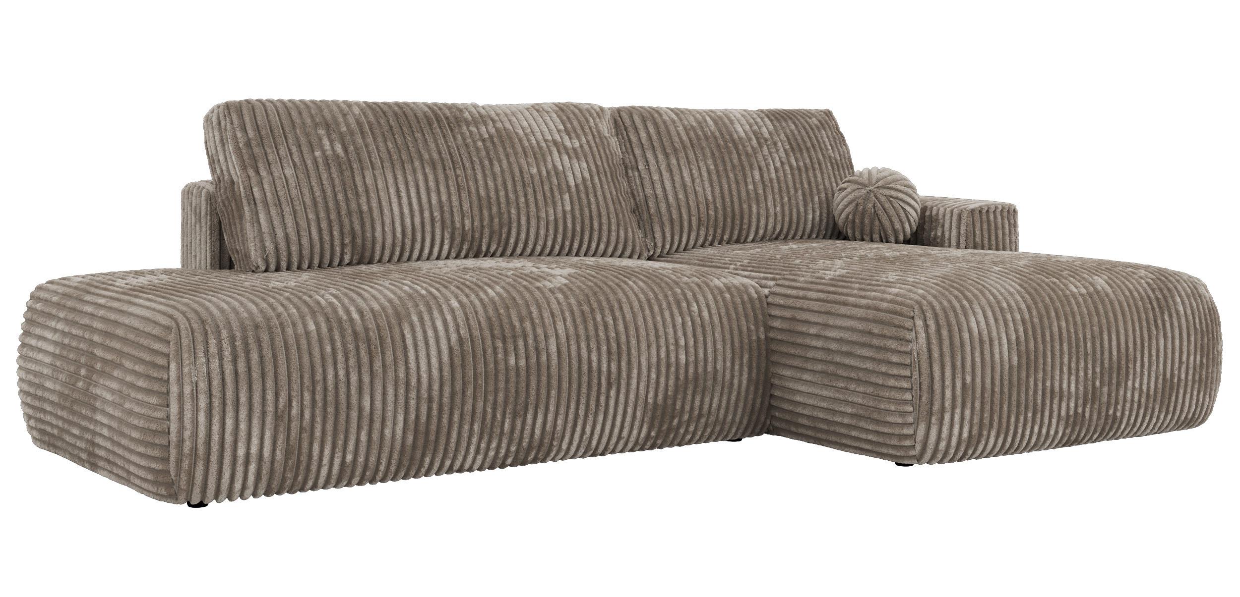 ECKSOFA TAREN L Hellbraun Cord - Rechts - Hellbraun/Schwarz, Kunststoff/Textil (292/170cm) - MKS
