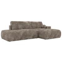 ECKSOFA TAREN L Hellbraun Cord - Rechts - Hellbraun/Schwarz, Kunststoff/Textil (292/170cm) - MKS