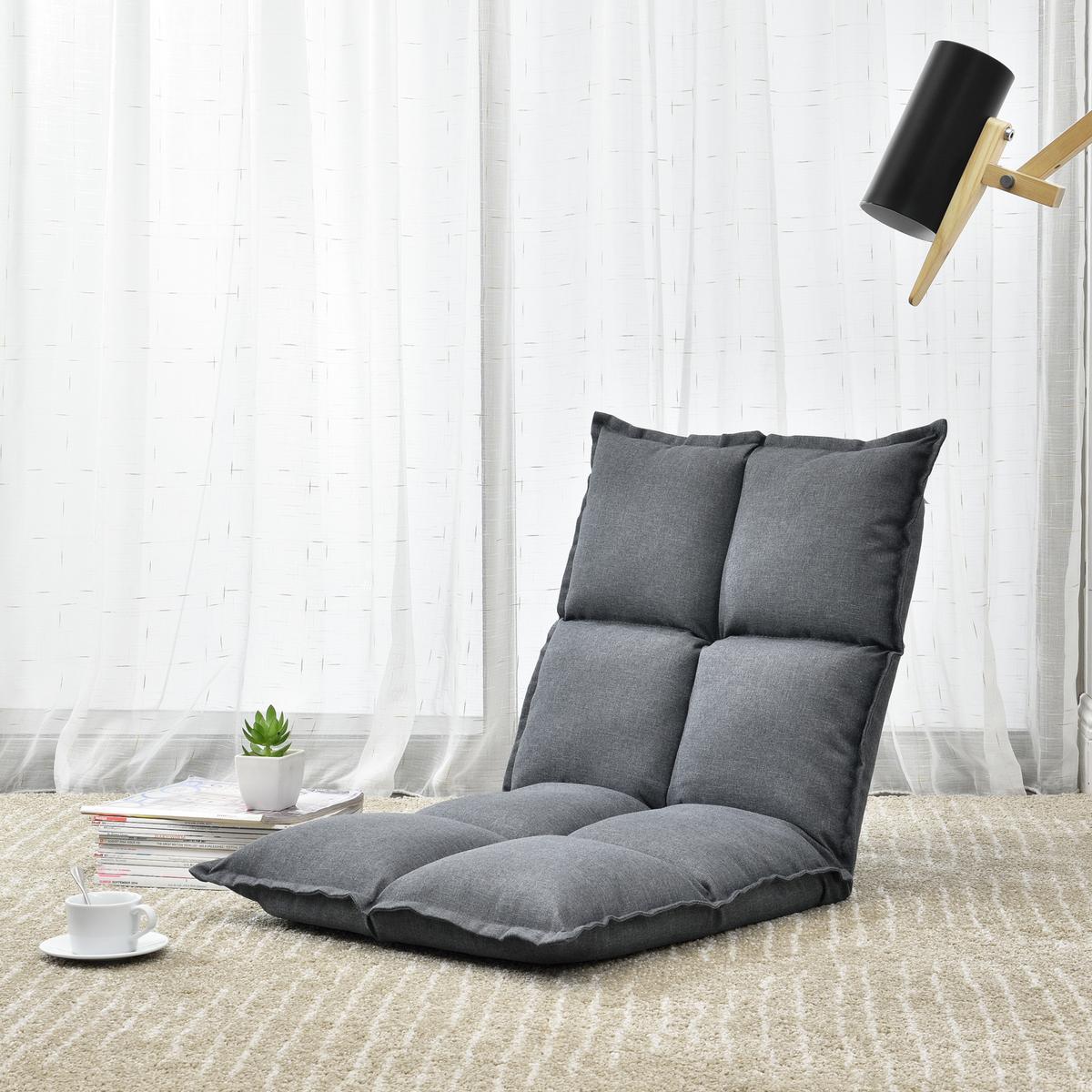 BODENSTUHL-SET 2 TLG. Deinze - Hellgrau, Textil (110/11/55cm) - [en.casa]