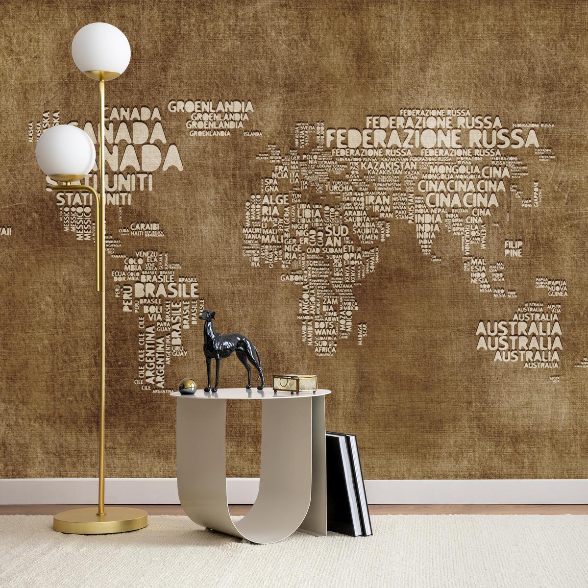 FOTOTAPETE für Büro alte italienische Weltkarte 200x140 - Beige/Braun, Papier (200/140cm) - Muralo
