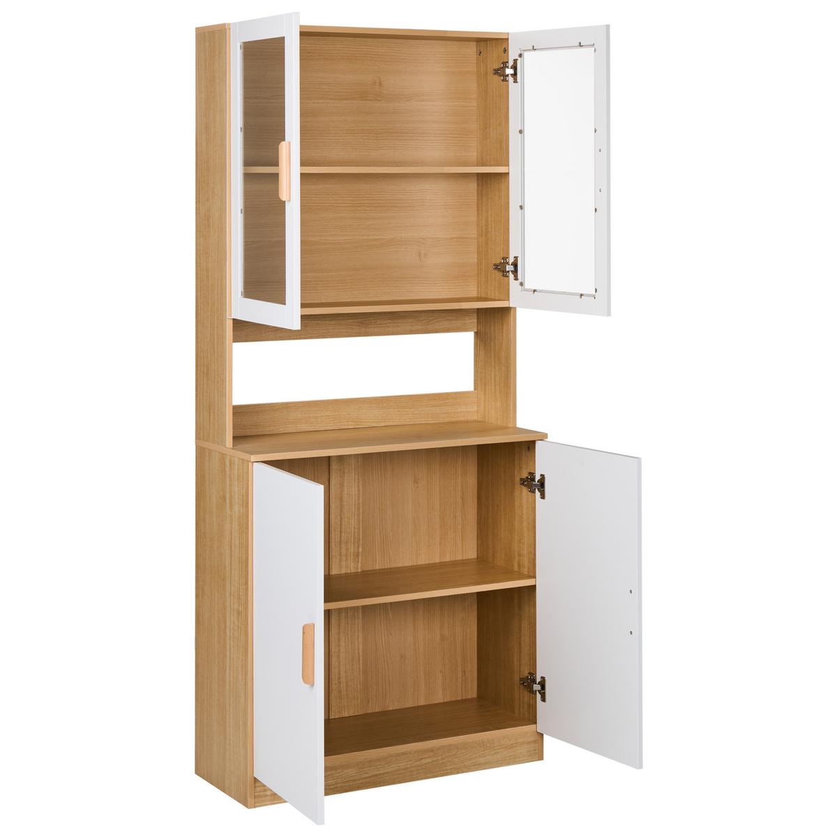 VITRINE mit Glastüren 80 cm Weiß Cygnet - Hellbraun, Holzwerkstoff (80/182/34cm) - Beliani