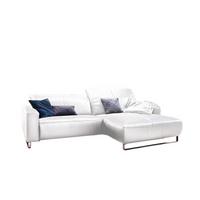 ECKSOFA YORK Weiß Leder - Silberfarben/Weiß, Leder (284/180cm) - KAWOLA