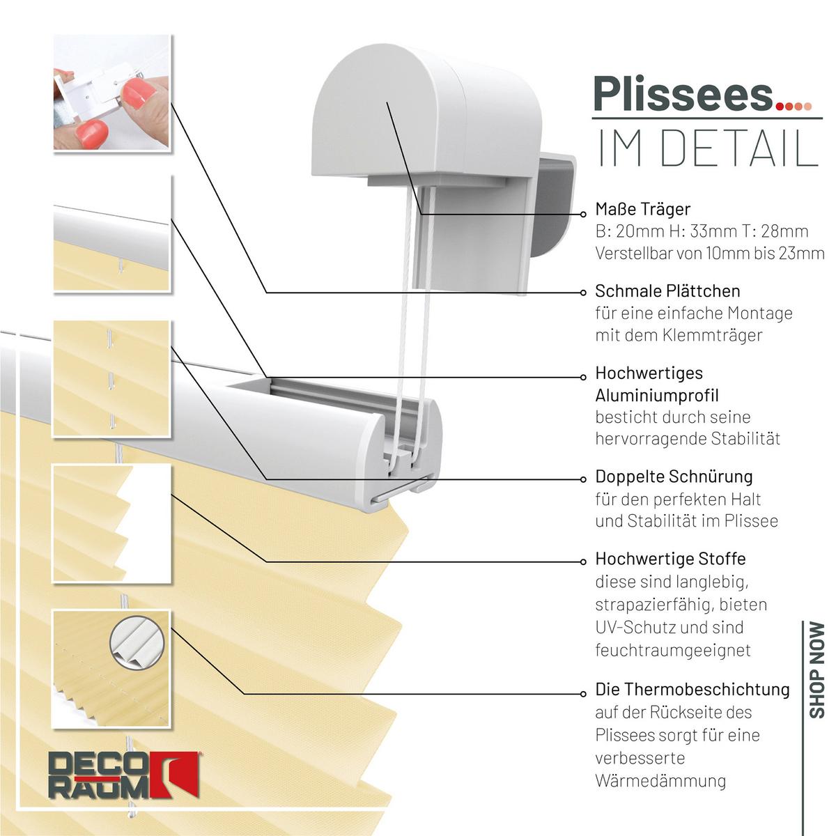 PLISSEE Thermo Basic 75 x 210cm Klemmfix ohne Bohren - Orange, Textil (75/210/210cm) - Deco-Raum