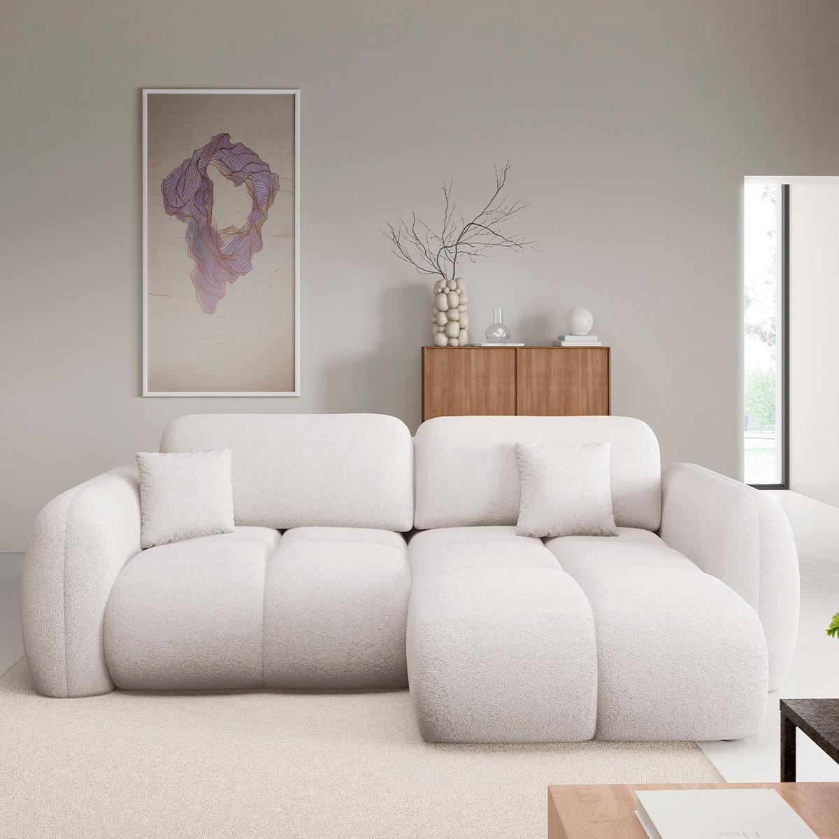 ECKSOFA Livio 3 Sitzplätze Gebrochenes Weiß - Weiß, Holz (270/165cm) - Petits-meubles