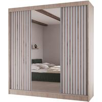 SCHWEBETÜRENSCHRANK Lico II 200/61/215 eiche sonoma+weiß - Weiß/Sonoma Eiche, Holzwerkstoff (200/215/61cm) - Beautysofa