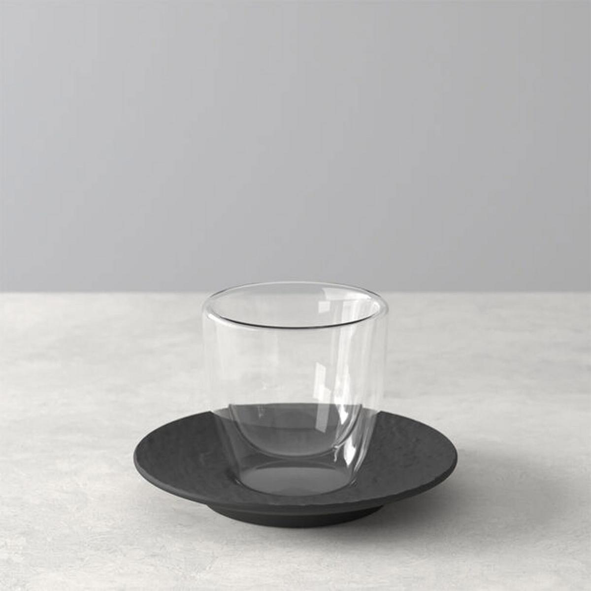 ESPRESSOGLAS MIT UNTERTASSE Manufacture Rock schwarz 70 ml - Schwarz, Glas/Keramik (0.07L) - Villeroy & Boch