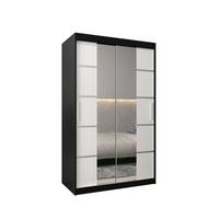 SCHWEBETÜRENSCHRANK 200/120/62 2-türig - Silberfarben/Schwarz, Holz/Kunststoff (120/200/62cm) - MÖBEL KRYSPOL