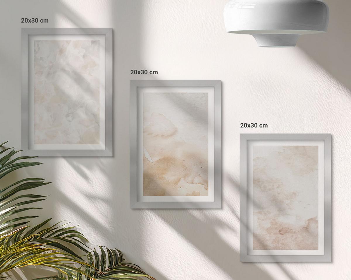 BILDER SET 3er Set - 20x30 cm Silberner Rahmen - Modische Pastelltexturen - Silberfarben, Kunststoff (20/30cm) - TULUP
