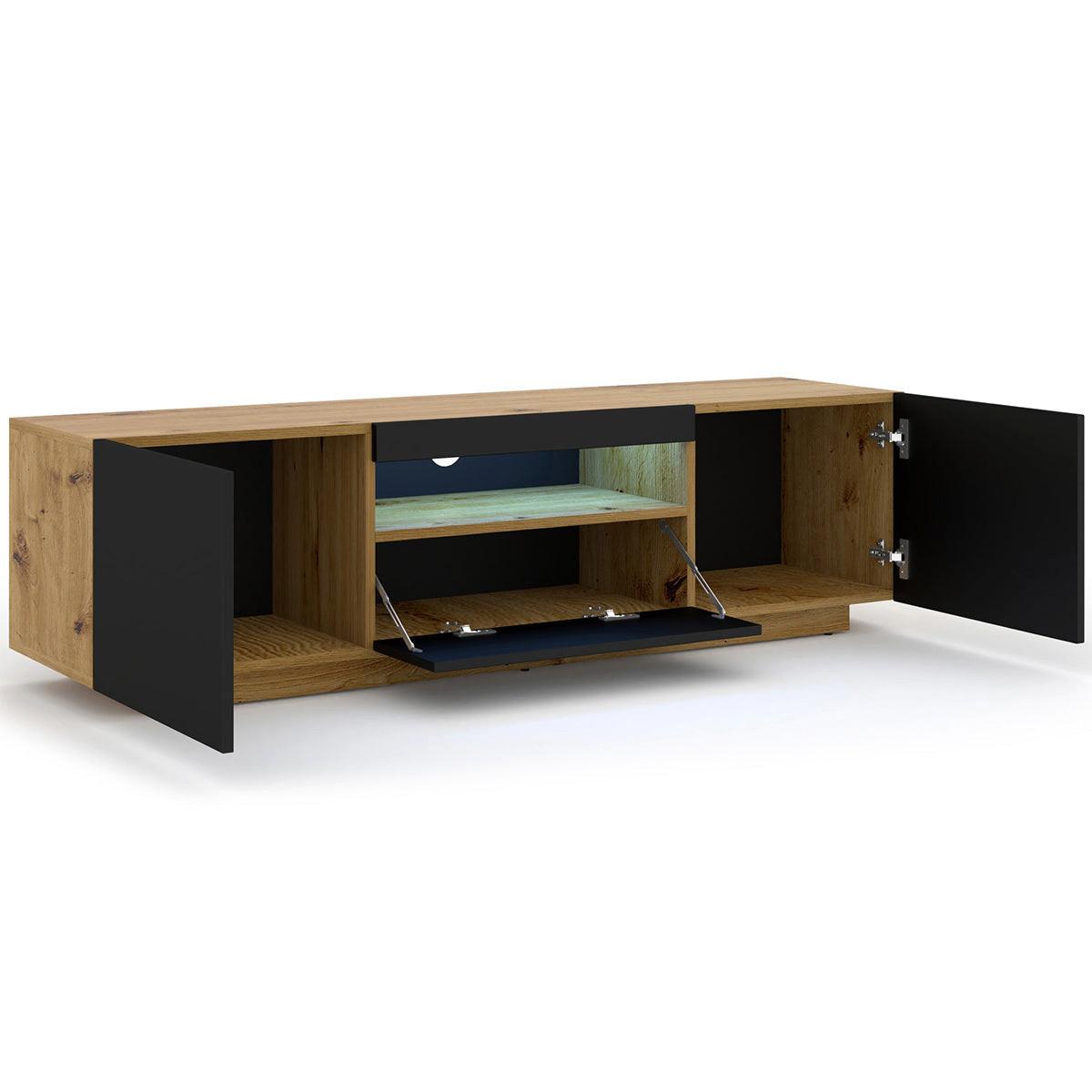 TV-MÖBEL Aurus Holz und Schwarz - Eichefarben/Schwarz, Holzwerkstoff (150/36/37cm) - Petits-meubles