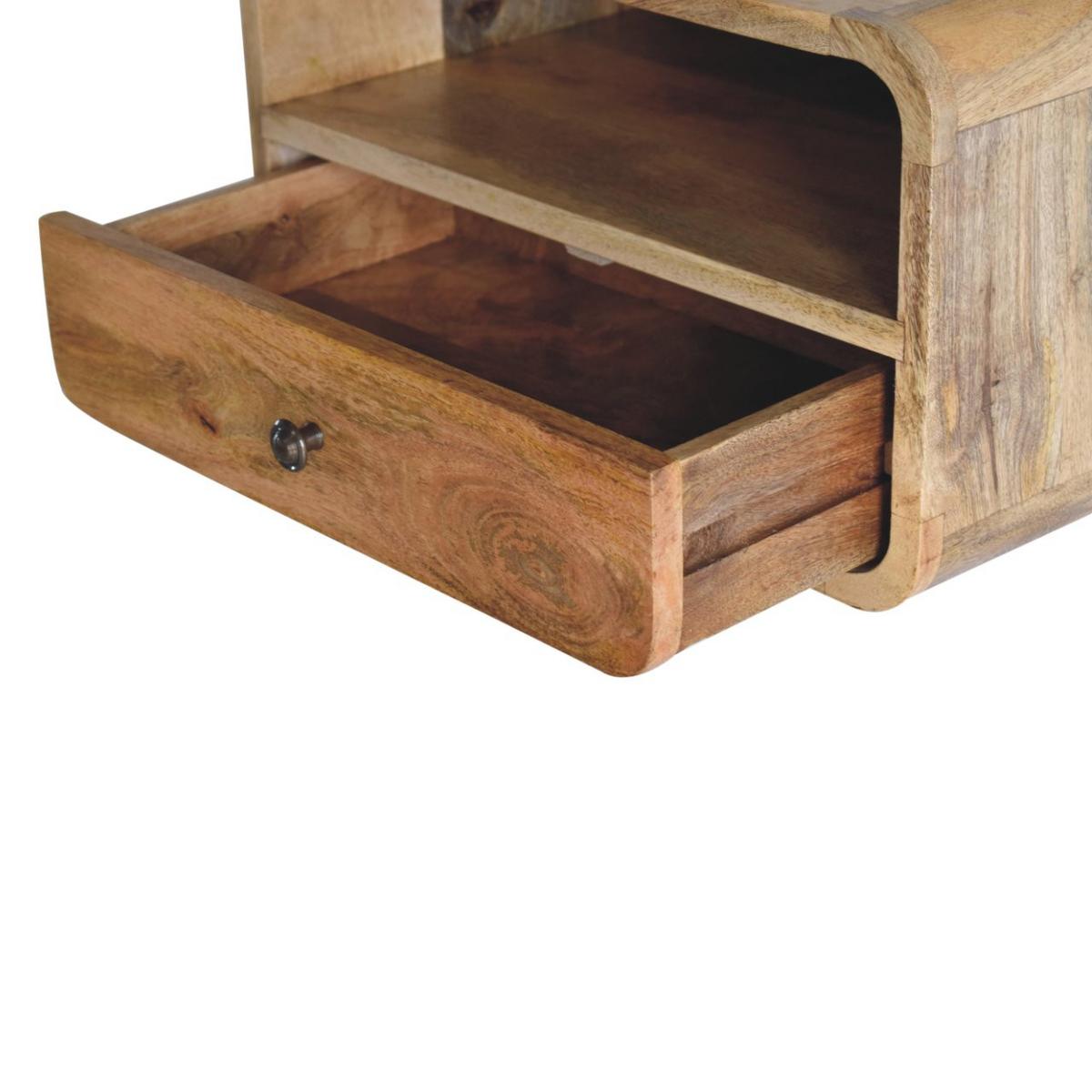 NACHTTISCH Levitate, Wandmontiert, 1 Schublade, 1 Offener Lagerraum, Beige - Beige/Messingfarben, Holz/Metall (45/25/32cm) - Artisan Furniture