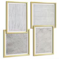 BILDER SET 4er Set - 50x50 cm & 40x60 cm Goldrahmen - Sandmuster geometrische Strukturen - Goldfarben, Kunststoff (50/50cm) - TULUP
