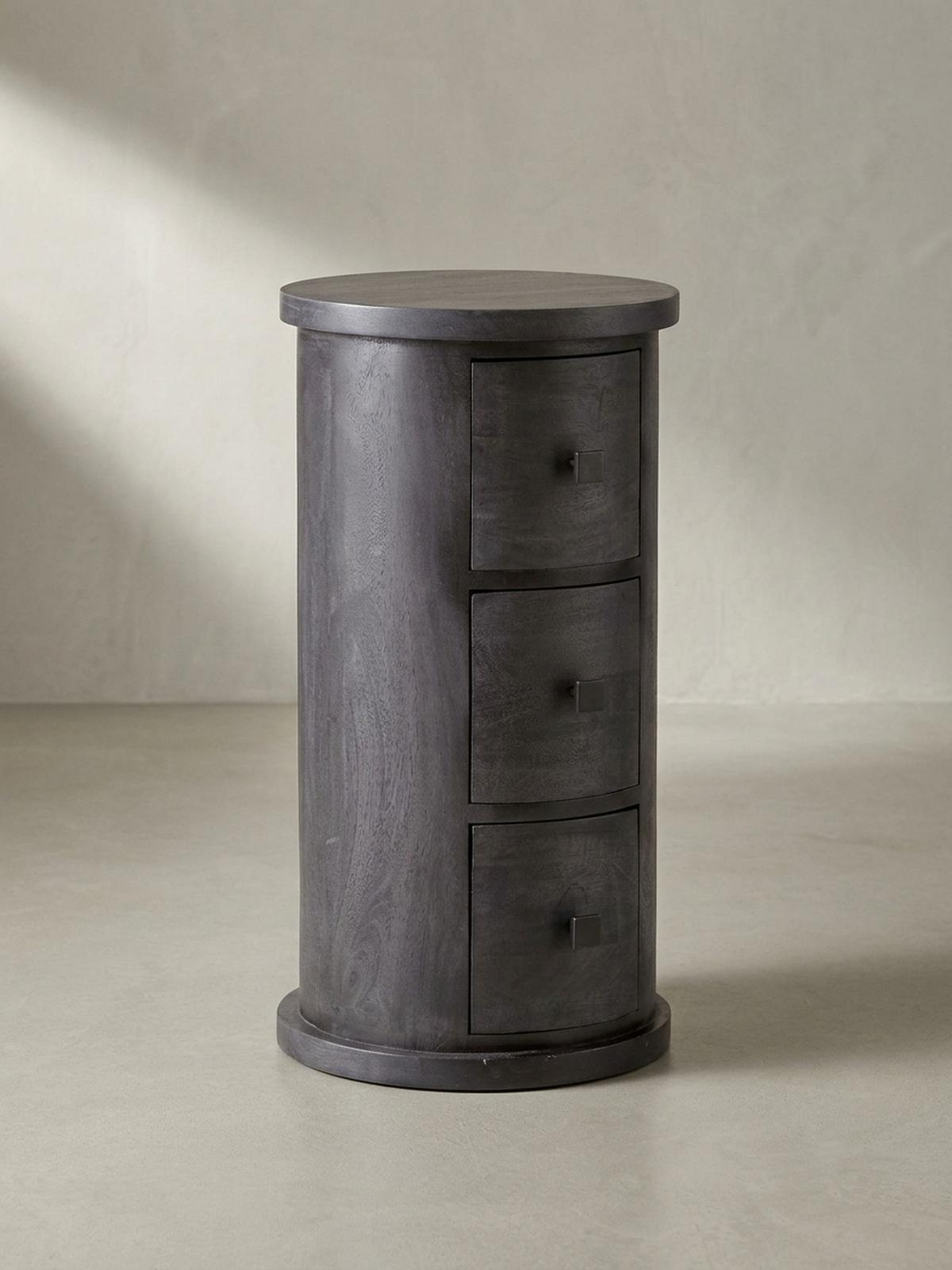 KOMMODE – Mango Massivholz, 34x65x34 cm, 3 Schubladen, schmal, schwarz - Schwarz, Holz (34/65/34cm) - KADIMA DESIGN