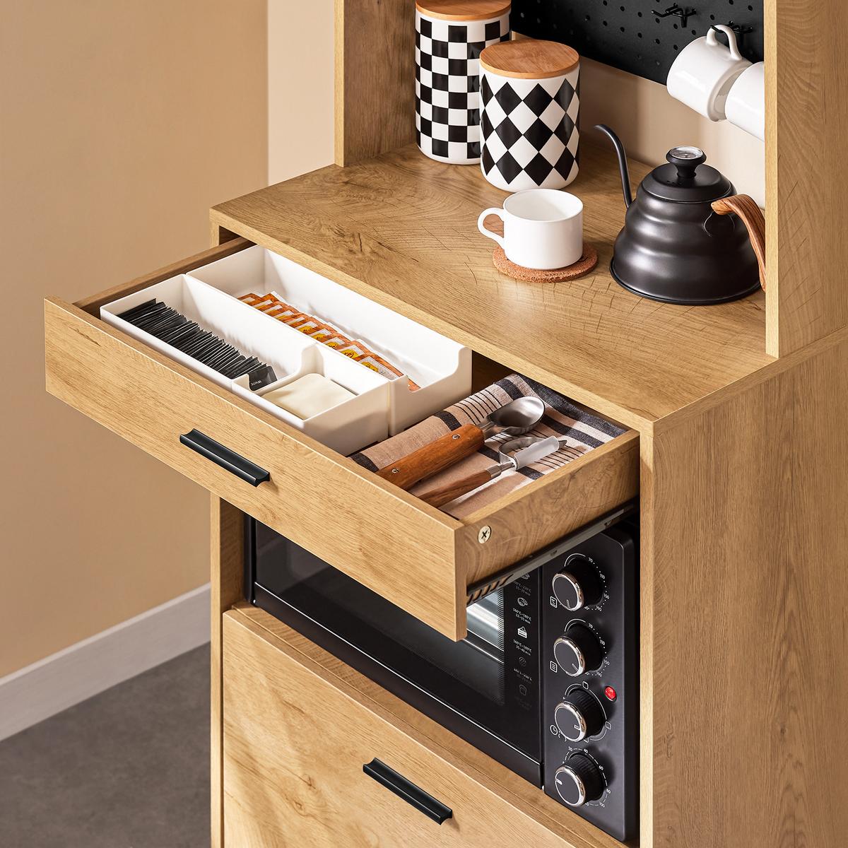 MIKROWELLENSCHRANK Natur - Naturfarben, Holzwerkstoff/Metall (60/170/40cm) - SoBuy