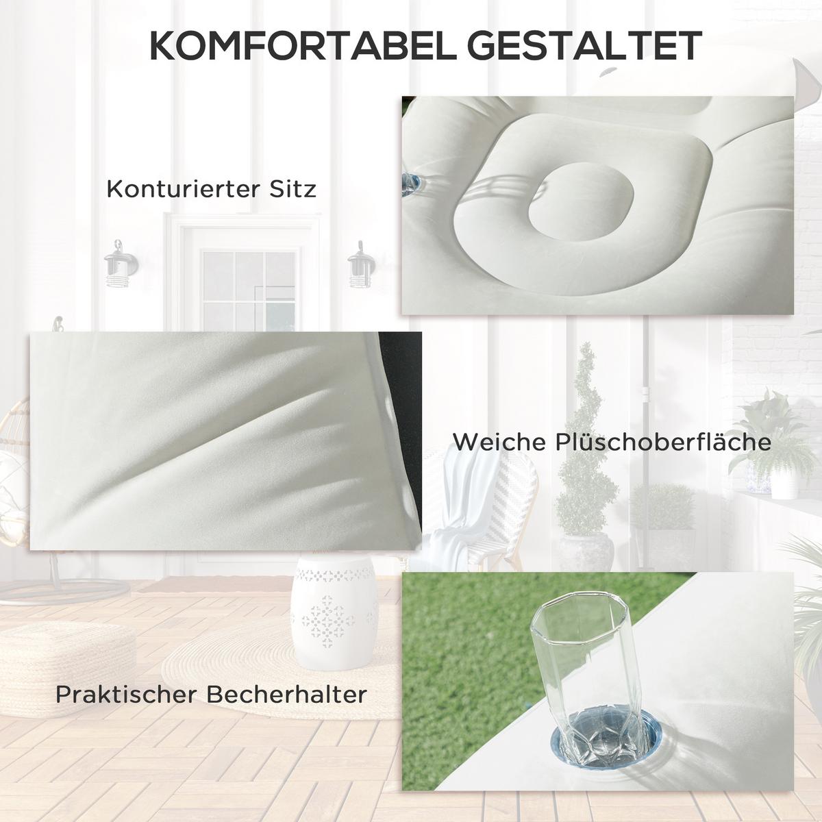 AUFBLASBARES SOFA, Hellgrau+Schwarz, Kunststoff - Hellgrau, Kunststoff (100/87/125cm) - Outsunny