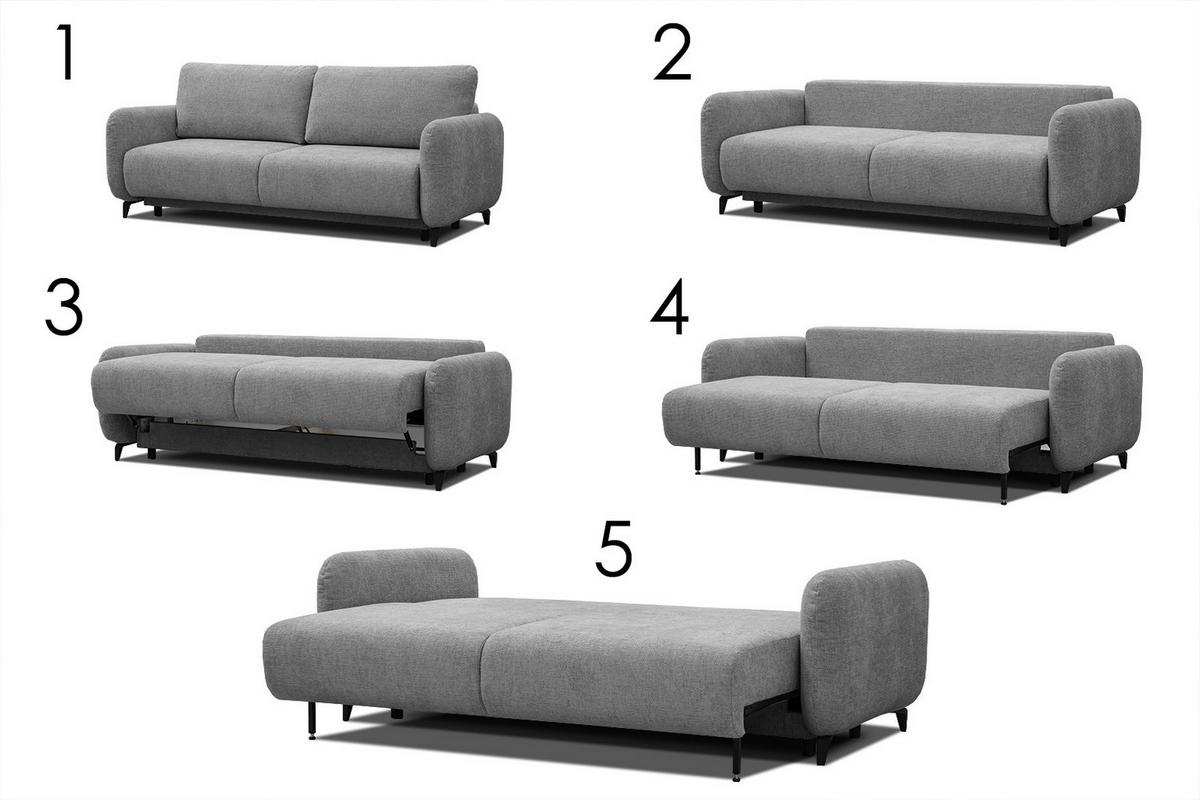 SOFA DRAKE 3-Sitzer mit Schlaffunktion, grau - Braun/Grau, Holz/Textil (232/90/107cm) - Wozimo