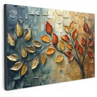 LEINWANDBILD Baum - Abstrakt - Natur - Kunst Gemälde 60x40 cm - Goldfarben, Textil (60/40cm) - MuchoWow