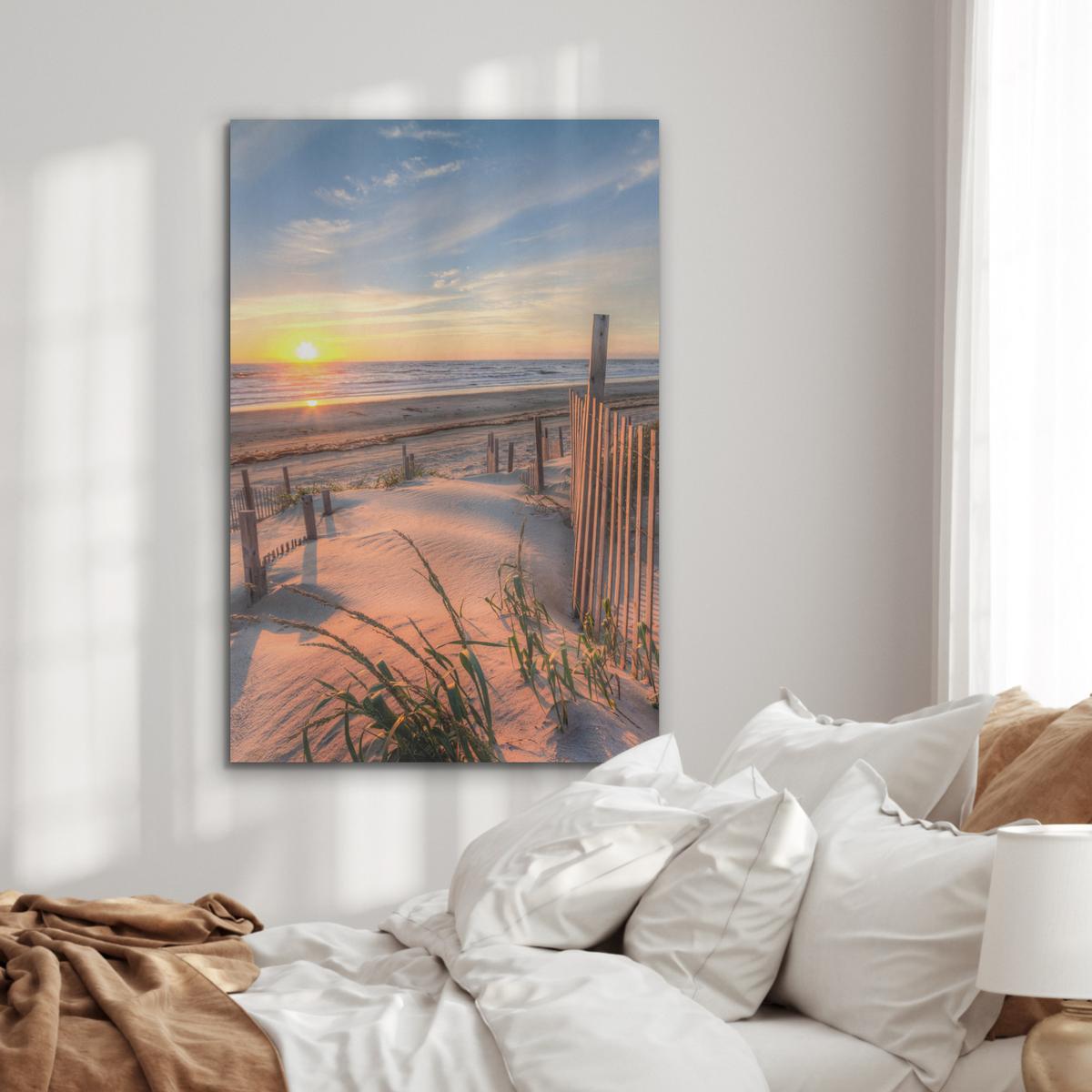 AKUSTIKBILD Strand - Meer - Düne - Sonnenuntergang - Landschaft Wanddeko 70x100 cm - Beige, Kunststoff (70/100/0.9cm) - MuchoWow