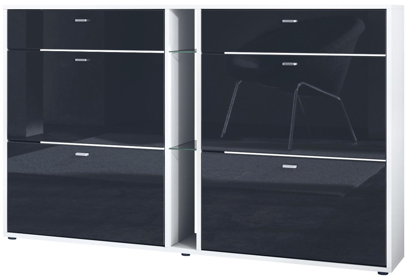 SCHUHSCHRANK Today Fronten in Schwarz Hochglanz - Schwarz Hochglanz, Holzwerkstoff (155.5/95/28cm) - Vladon