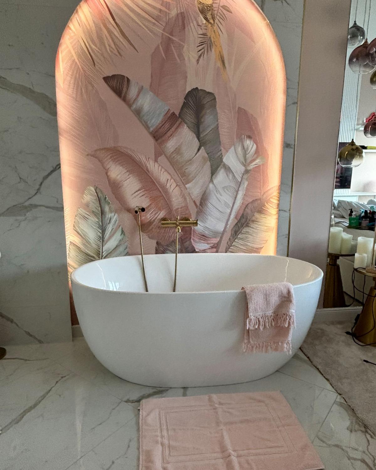 BADEHANDTUCH 9-teilig Rosa Atiu - Pink, Textil (70/140cm) - Beliani