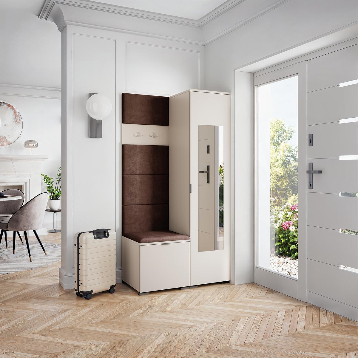 GARDEROBENSCHRANK VIRA 95/181/51 cm Modern Garderobe-Set Kaschmir - Kaschmir/Braun, Holzwerkstoff (95/181/51cm) - MASSENO