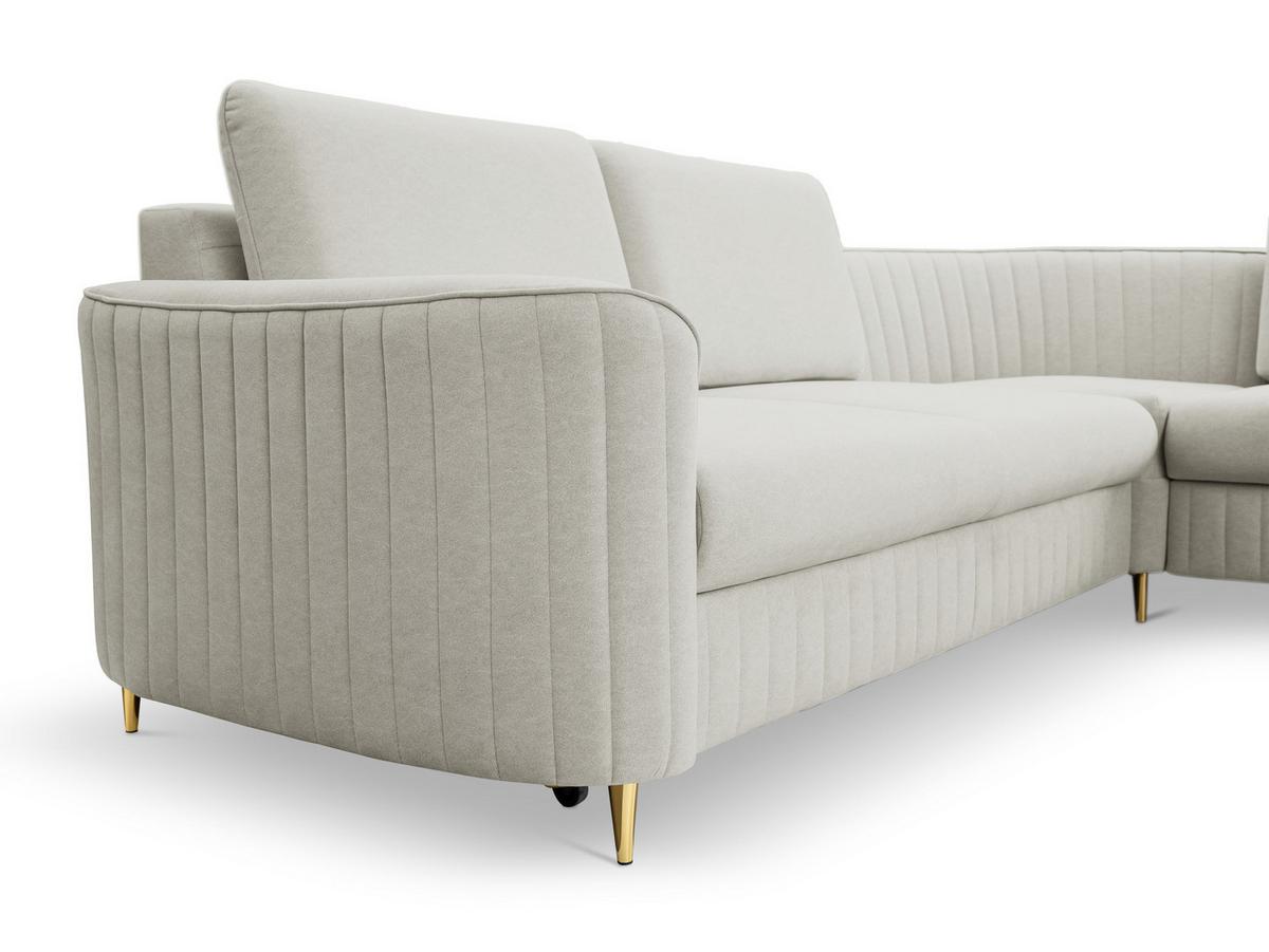ECKSOFA VELA L-S Hellgrau Velours-Stoff mit Schlaffunktion - Hellgrau, Holz (251/251cm) - MASSENO