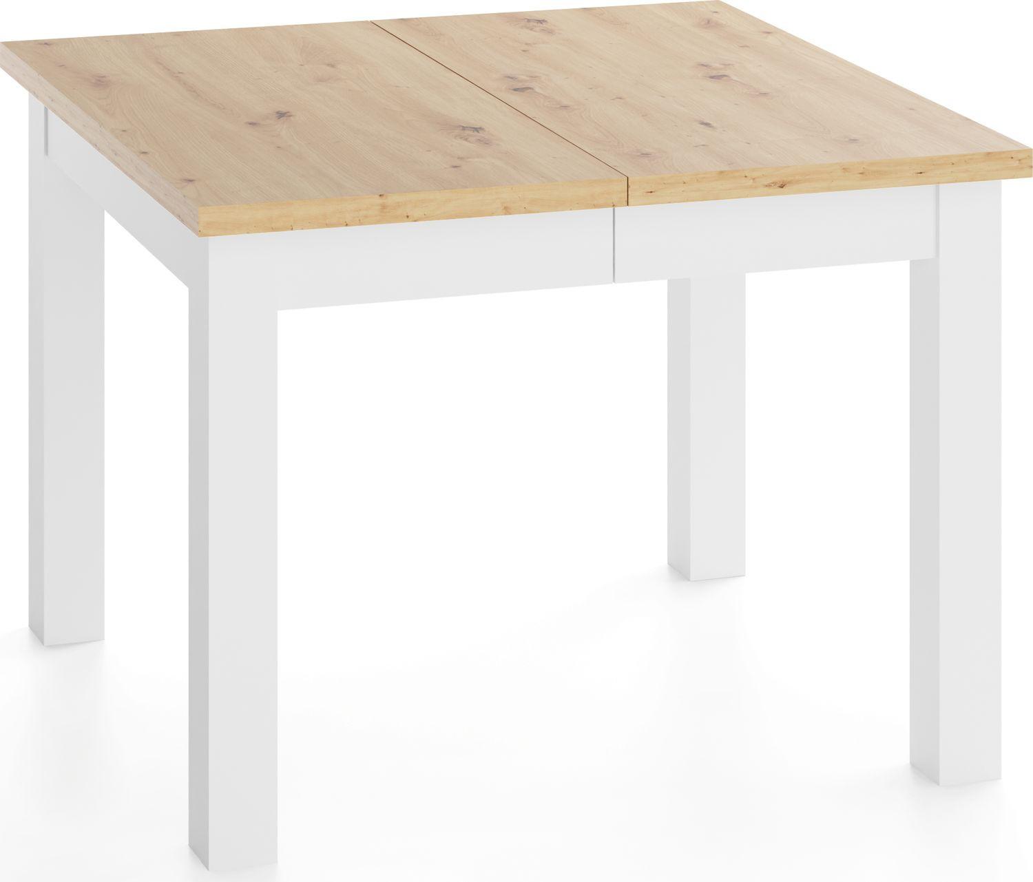 ESSTISCH Toren Weiß ausziehbar verlängerbar quadratisch, Eiche Artisan Hellbraun 90-290/90/76.5 cm - Eiche Artisan/Weiß, Holz/Holzwerkstoff (90/290/76.5cm) - WFL GROUP