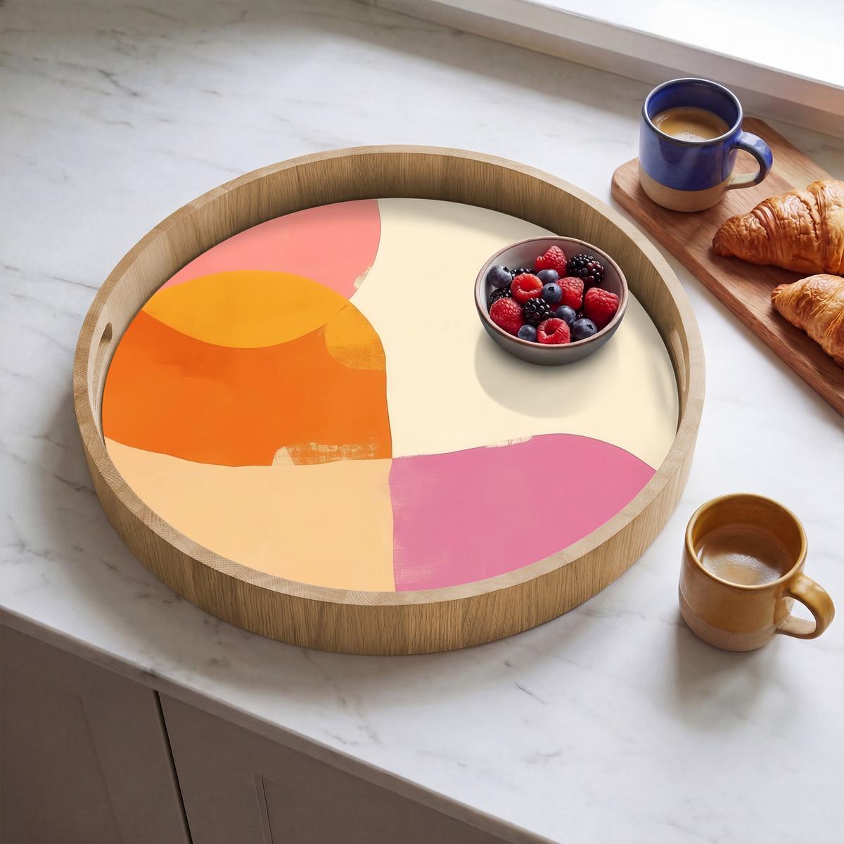 TABLETT Formen - Abstrakt - Farbenfroh 50x50 cm - Orange, Holz (50/5/5cm) - OnlyWow