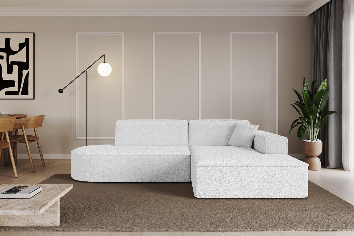 ECKSOFA Ottomane Rechts IREA-L1-v4 - 232x165x77 cm Weiß - Weiß, Holzwerkstoff/Textil (232/165cm) - ALTDECOR