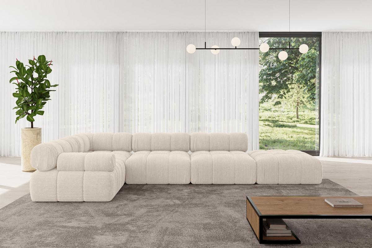 ECKSOFA modulares Sofa Felto-L2 - 380x190x70 cm Beige Cord - Beige, Holzwerkstoff/Textil (380/190cm) - ALTDECOR