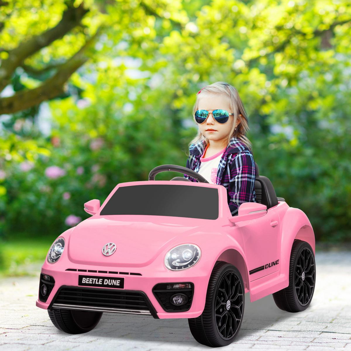KINDER Elektroauto 12V Kinderauto mit 2,4G Fernbedienung, Musik, Hupe, 3-5 km/h - Rosa, Kunststoff (97/56.5/46cm) - AIYAPLAY