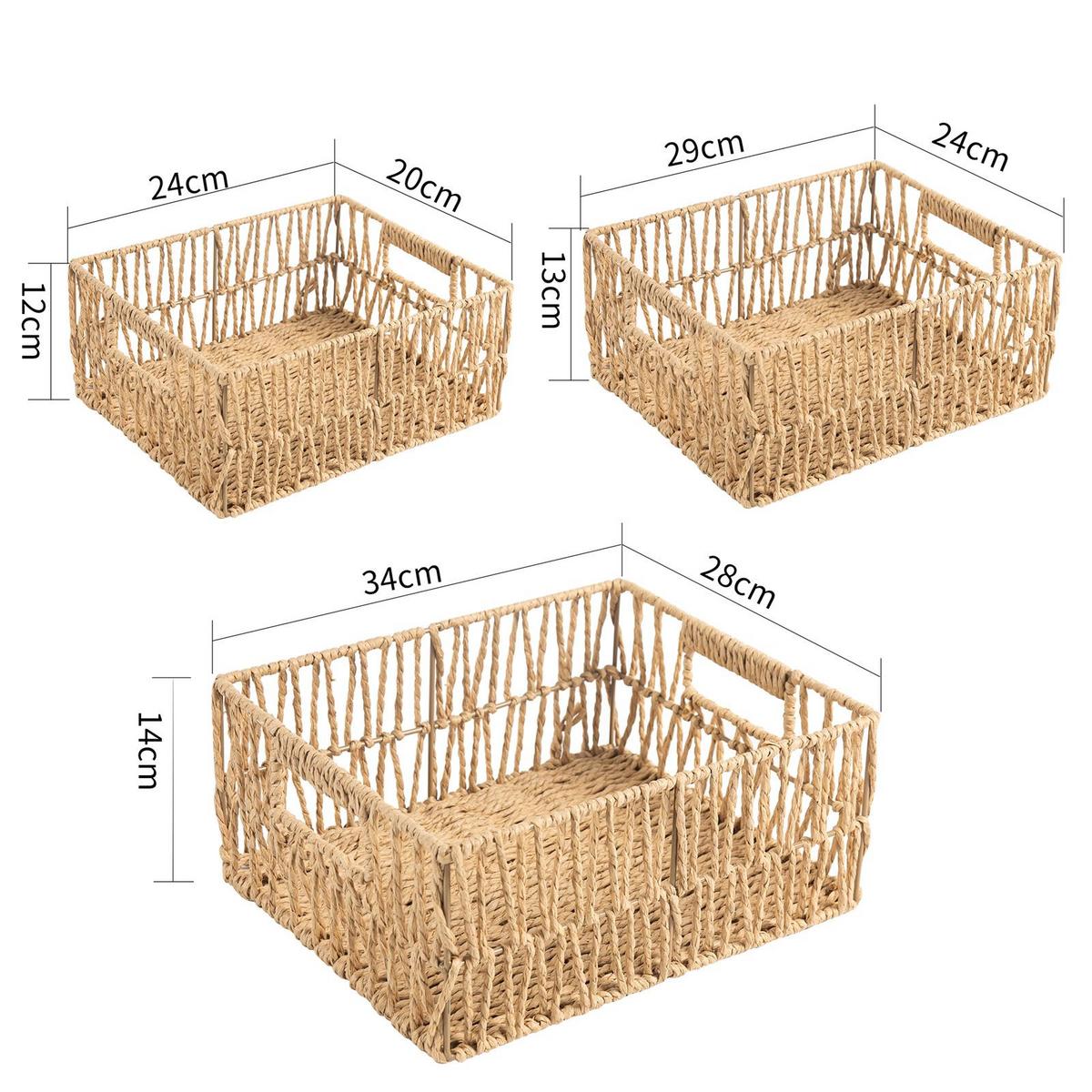 AUFBEWAHRUNGSKÖRBE ENIN 3er Set natur - Naturfarben, Holz (34/13/28cm) - IDIMEX