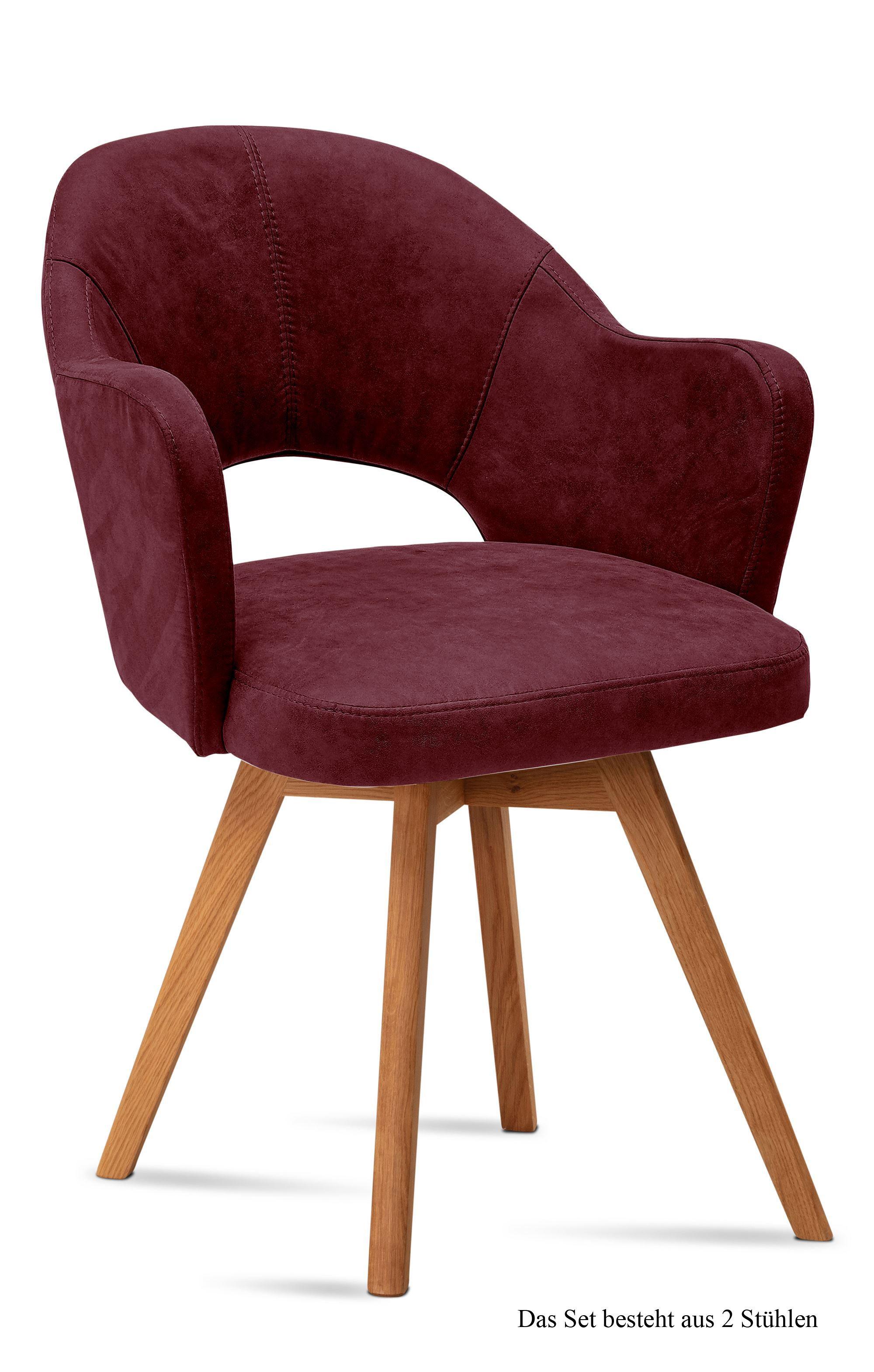 ARMLEHNSTUHL (2er-Set) Dolly 59x87x61 Eiche geölt/Marsala - Eichefarben/Brombeere, Kunststoff (61/87/59cm) - 58aufmkessel