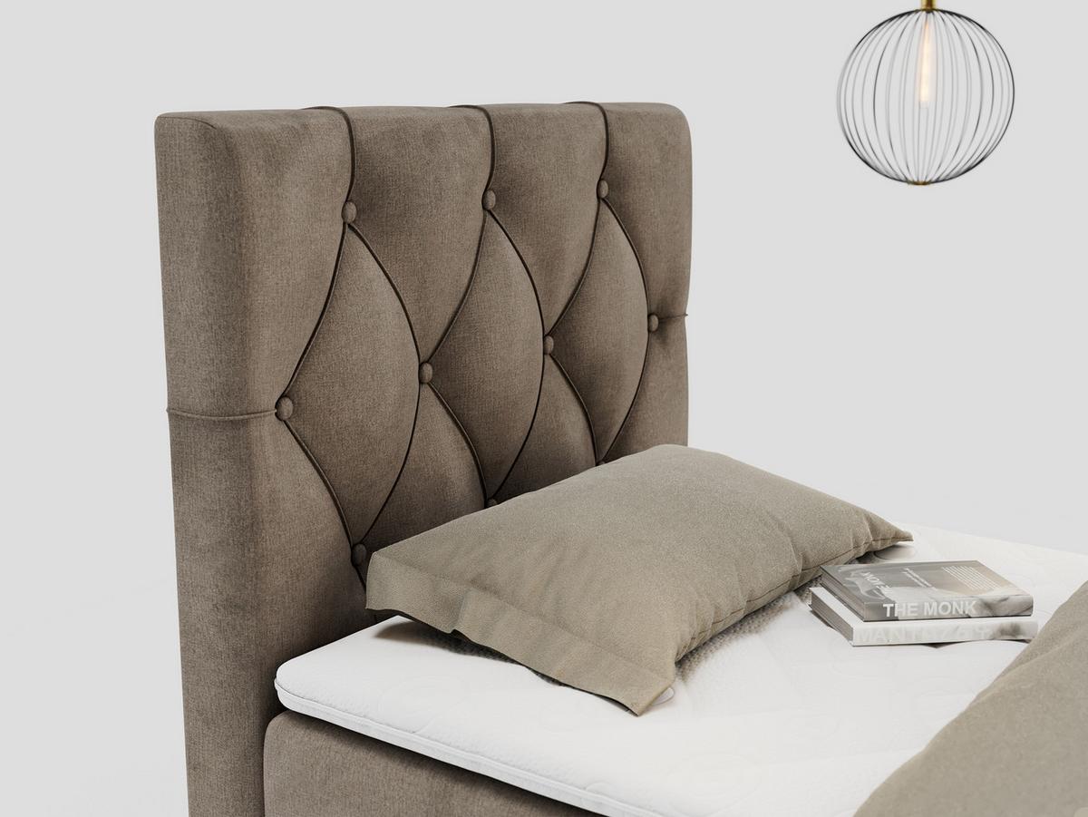 BOXBETT ALDA 90/200 Braun Velvet - H3 - Links Seite - Braun, Holz/Textil (90/200cm) - MKS