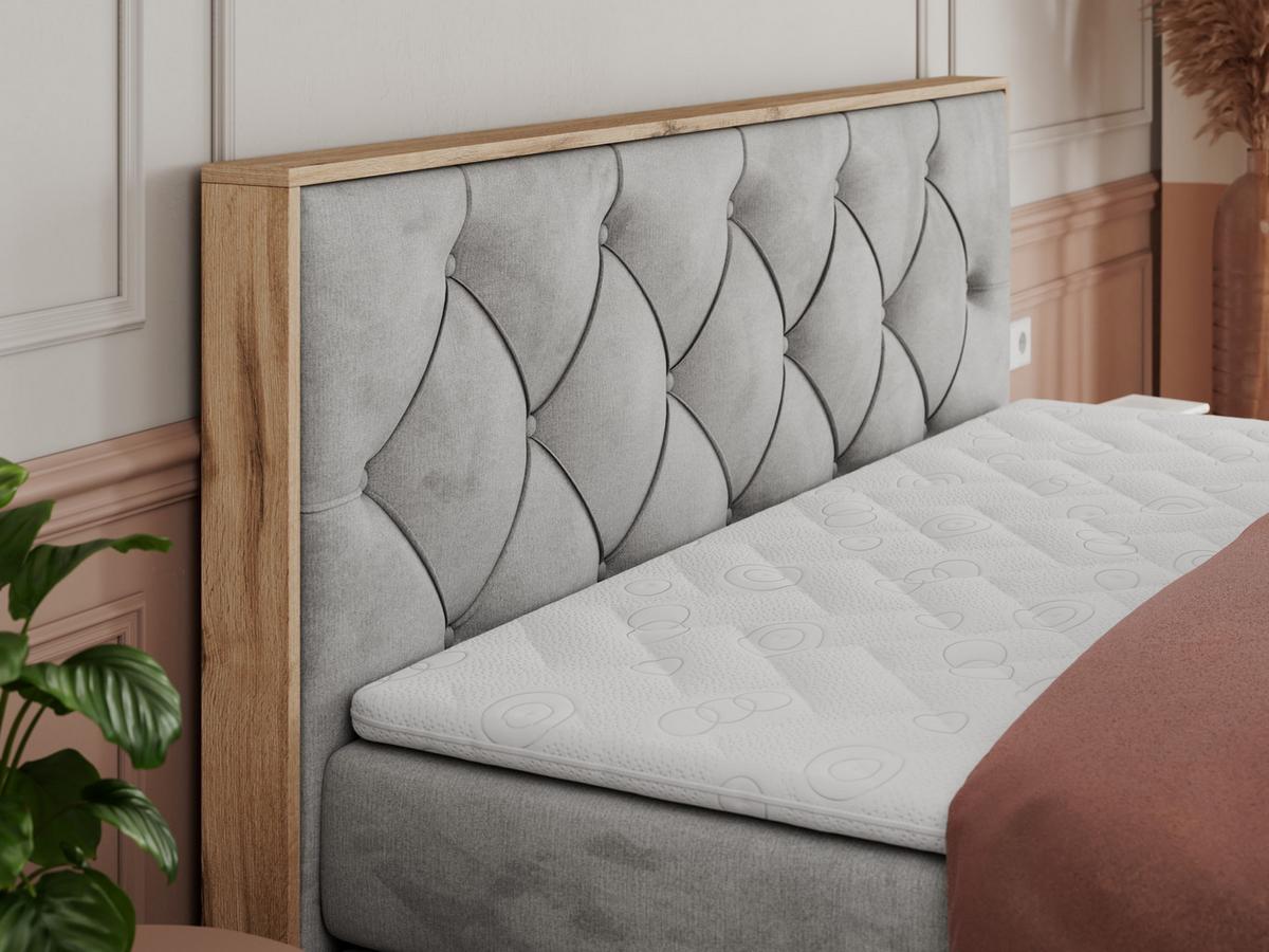 BOXSPRINGBETT VENETO KING 200/200 Hellgrau Velvet - H3 - Hellgrau, Holz/Textil (200/200cm) - MKS