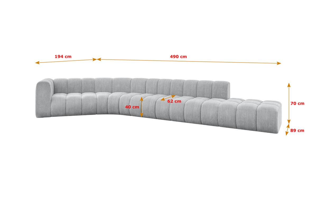 ECKSOFA modulares Sofa Tilmo-L2 - 490x194x70 cm Grau - Grau, Holzwerkstoff/Textil (490/194cm) - ALTDECOR