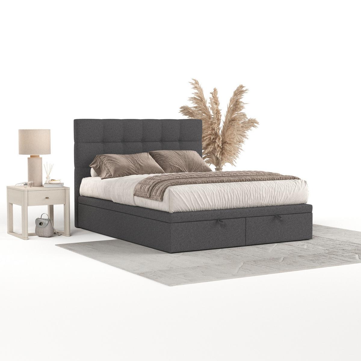 POLSTERBETT Guam mit Stauraum 120/200 cm Anthrazit im Megan Stoff - Anthrazit/Schwarz, Holz/Holzwerkstoff (120/200cm) - AltaBeds