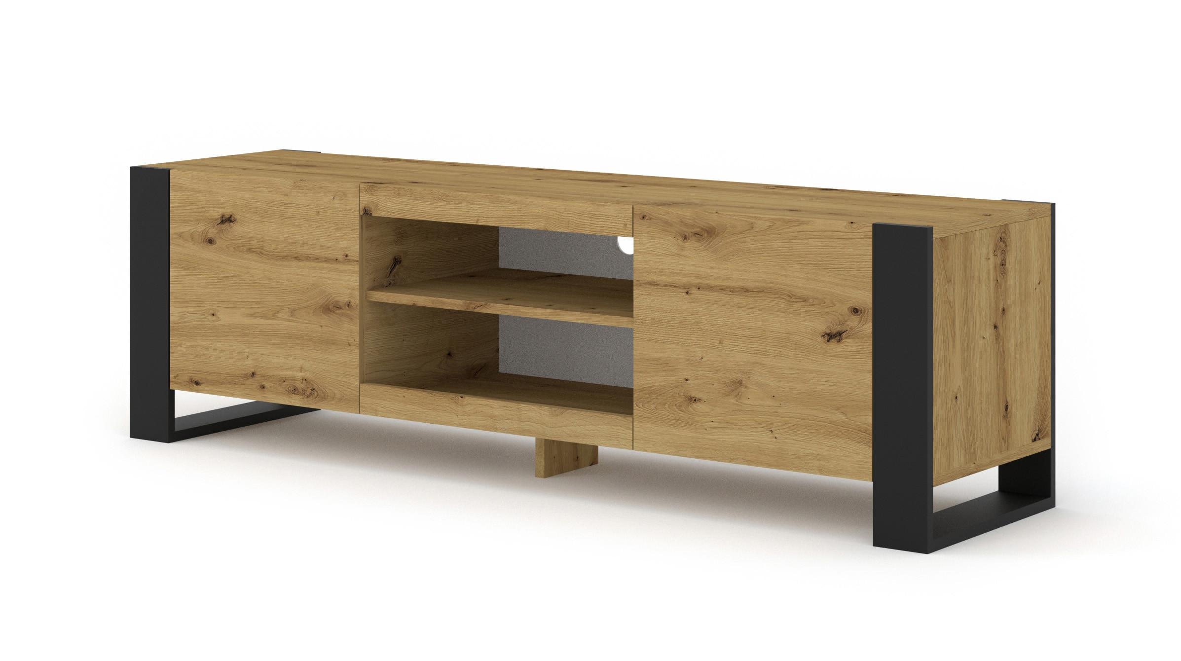 TV LOWBOARD Artisan, Schwarz 158/47/40 - Schwarz, Holzwerkstoff (158/47/40cm) - RAUMHIRSCH FURNITURE