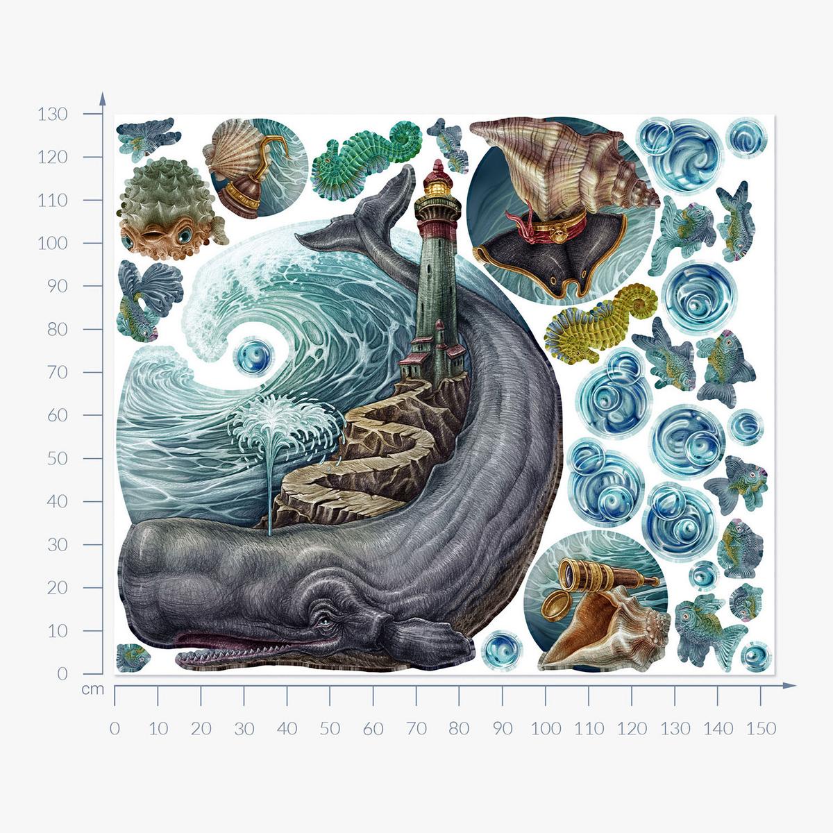 WANDAUFKLEBER 130x153cm - Zeichentricktiere - Multicolor, Kunststoff (130/153/0.1cm) - Wallfluent