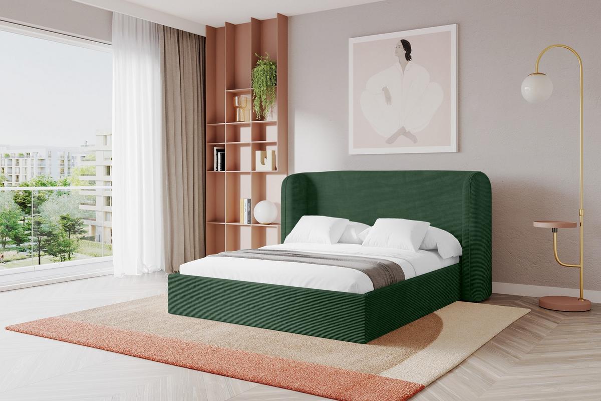 POLSTERBETT mit Bettkasten und Lattenrost, Bett mit Matratze H3/H4 - ESTI 140x200 Grün - Olivgrün, Holzwerkstoff/Textil (140/200cm) - ALTDECOR