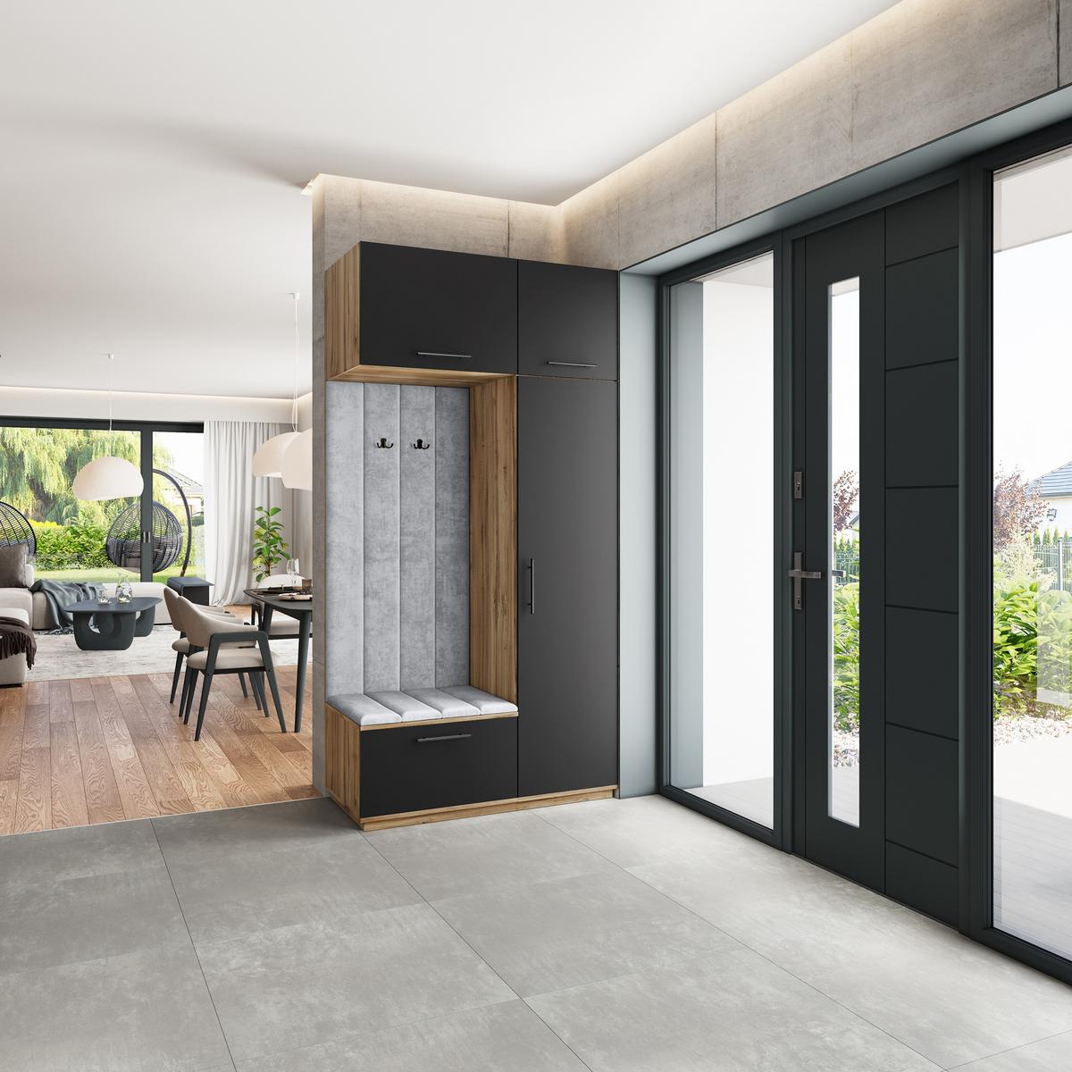 GARDEROBENSCHRANK REMA 120/240/60 cm Modern Eiche Wotan - Eiche Wotan/Hellgrau, Holzwerkstoff (120/240/60cm) - MASSENO
