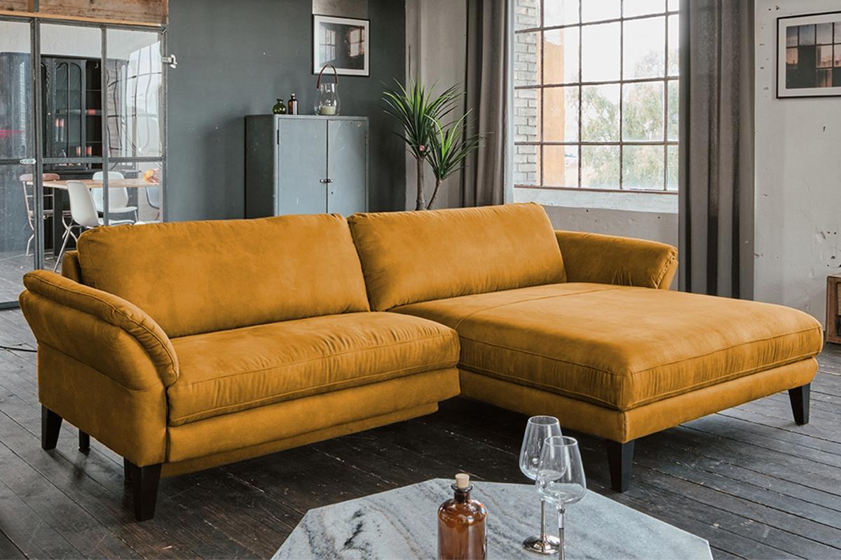 ECKSOFA MIT MOTORISCHER RELAXFUNKTION MALTA Gold Webstoff Relaxfunktion - Goldfarben/Schwarz, Buchenholz/Textil (302/175cm) - KAWOLA