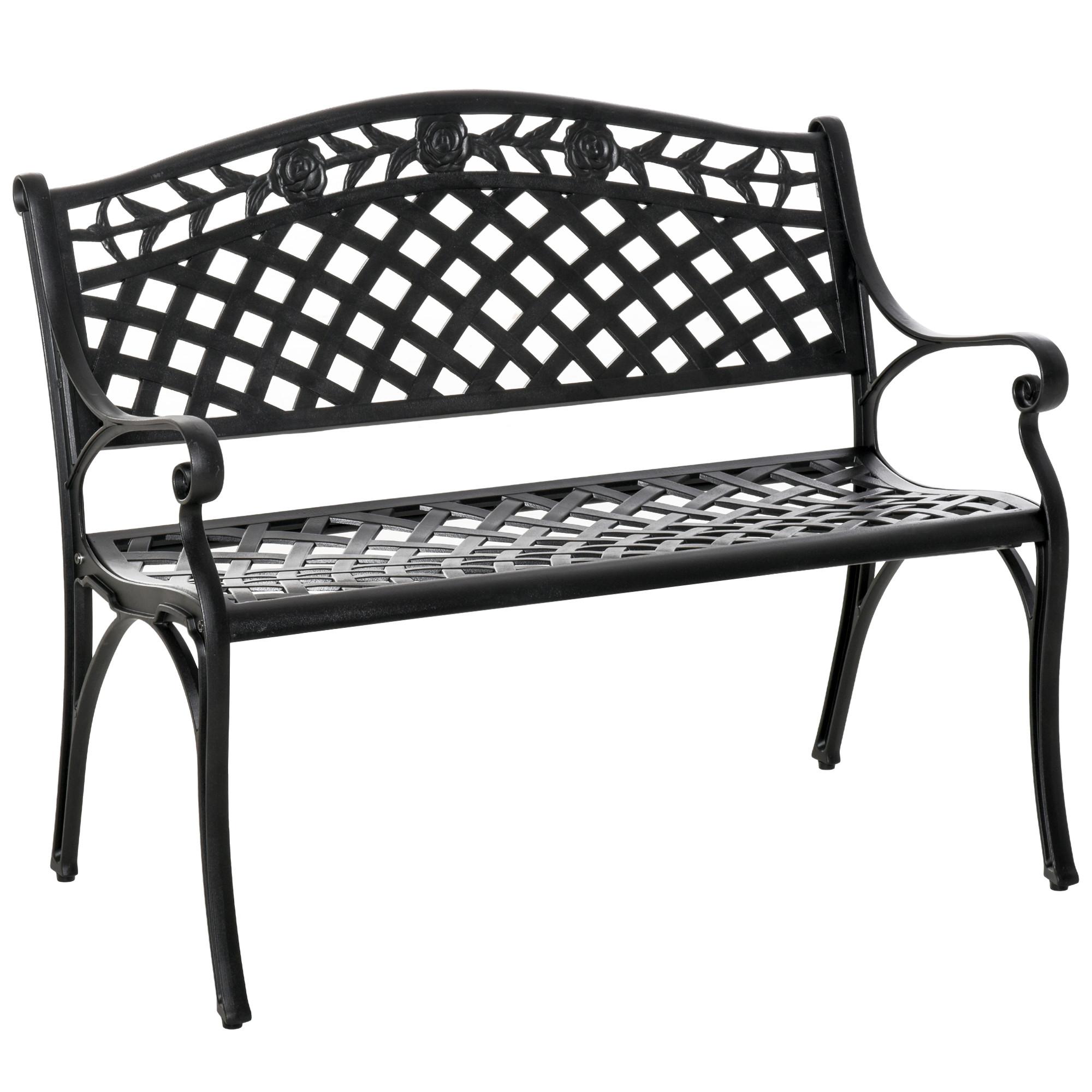 METALLBANK, 102,5 x 61 x 84 cm, Aluminum, Schwarz - Schwarz, Metall (61/84/102.5cm) - Outsunny