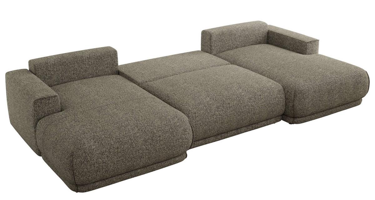 WOHNLANDSCHAFT RINA U Grau Strukture - Schwarz/Grau, Kunststoff/Textil (360/85/170cm) - MKS