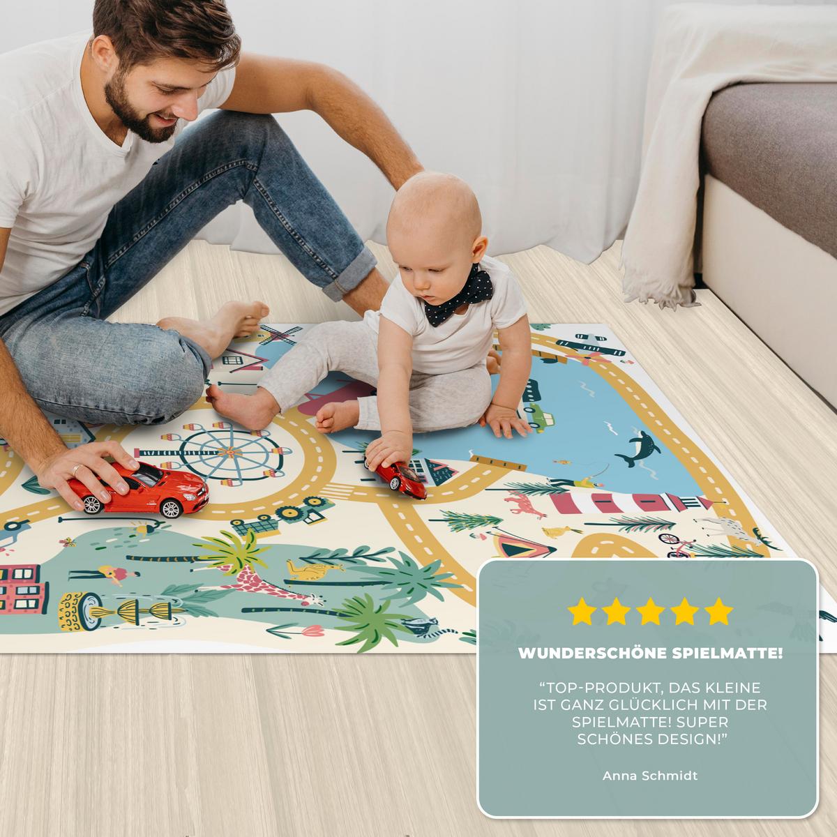 KINDERTEPPICH Riesenrad - Stadt - Tiere - Auto - Kinder Spielteppich 70x105 cm - Multicolor, Kunststoff (70/0.3cm) - OnlyWow