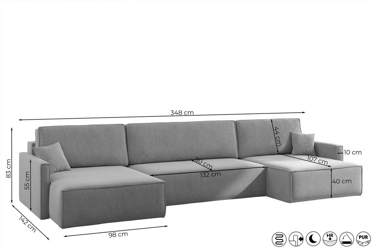WOHNLANDSCHAFT Louis Scala - Beige, Holzwerkstoff/Textil (348/83/142cm) - Fun Möbel
