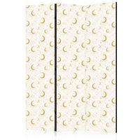 PARAVENT Beidseitig Bedruckter 3-tlg 135x172 cm Mond Sterne Boho Stil - Beige, Holz/Textil (135/172/3cm) - Muralo
