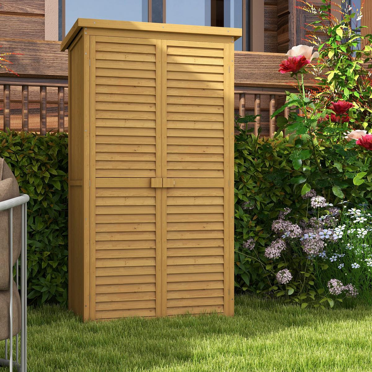 GARTENSCHRANK Geräteschuppen Werkzeugschrank Gartenhaus, Tannenholz, Natur - Fichtefarben, Holz (465/160/87cm) - Outsunny