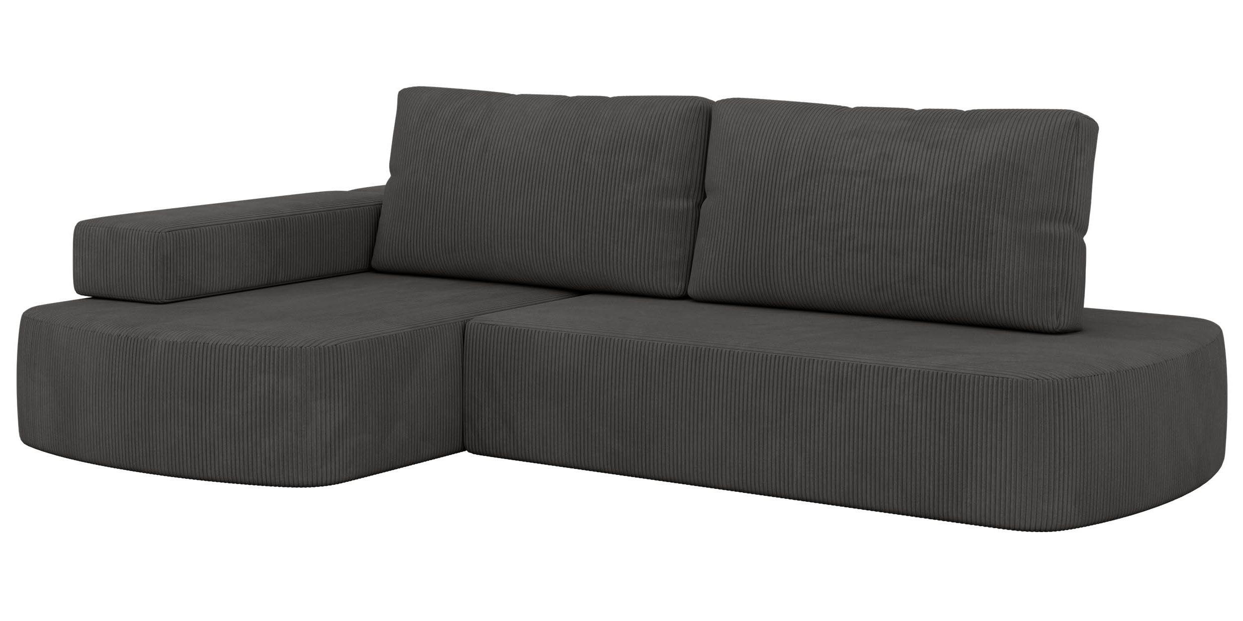 ECKSOFA LIRENA L Cord Anthrazit - Links - Anthrazit, Textil (160/260cm) - MKS
