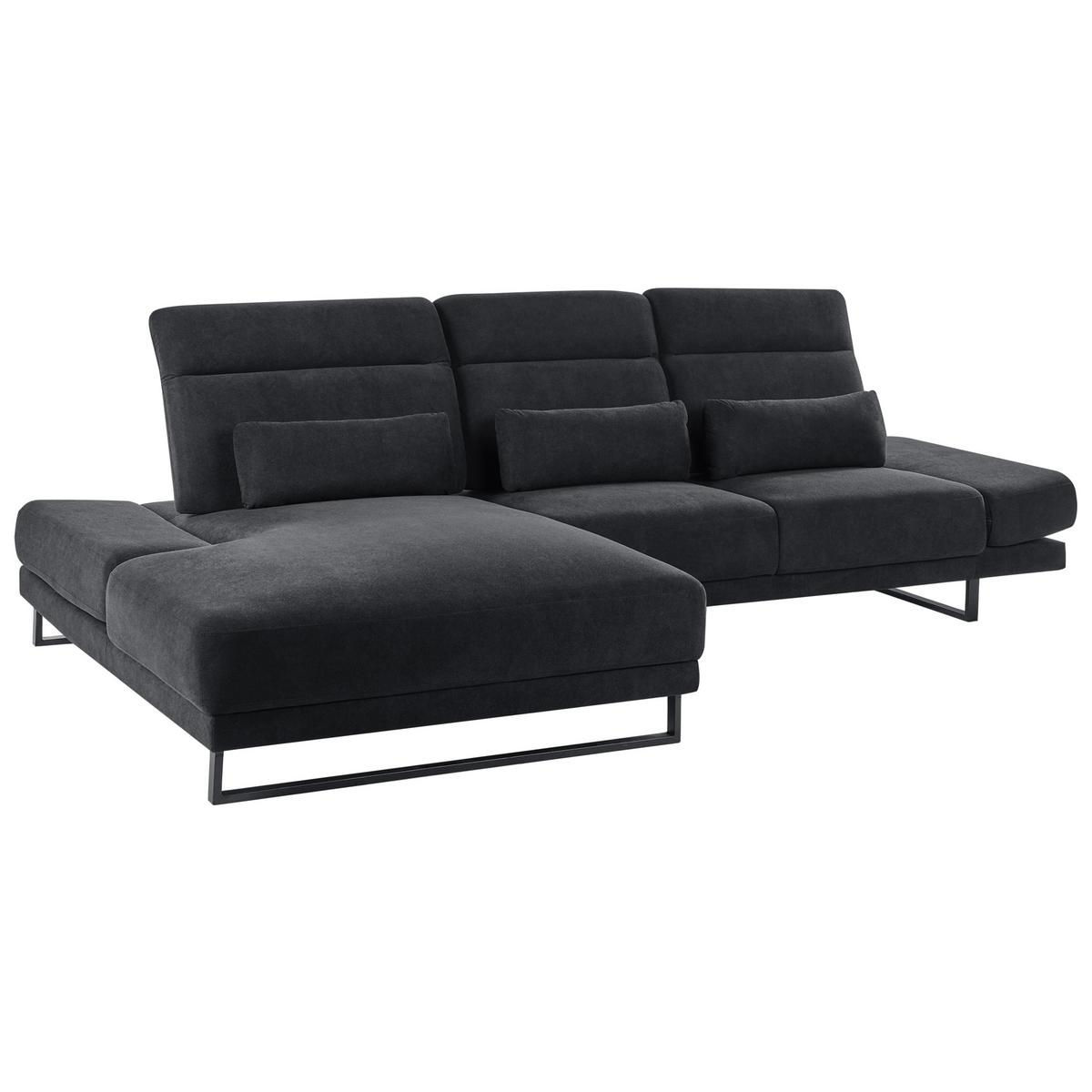 ECKSOFA 4-Sitzer Stoff Schwarz rechtsseitig Ikast - Schwarz, Textil (320/214cm) - Beliani